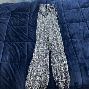 love, Fire Black and White Floral Jumpsuit